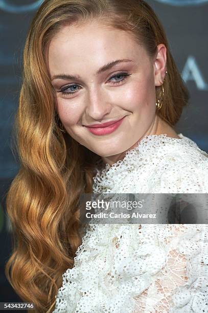 Actress Sophie Turner attends "Game Of Thrones" fans event at the Palafox cinema on June 28, 2016 in Madrid, Spain.