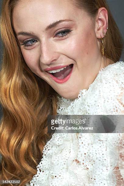 Actress Sophie Turner attends "Game Of Thrones" fans event at the Palafox cinema on June 28, 2016 in Madrid, Spain.