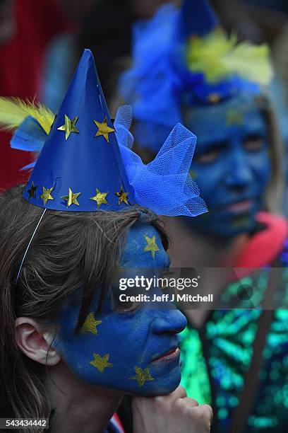 Protesters gather against the EU referendum result in Trafalgar Square on June 28, 2016 in London, England. Up to 50,000 people were expected before...