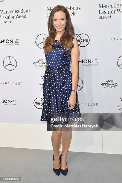 Susanne Schoene attends the Riani show during the Mercedes-Benz Fashion Week Berlin Spring/Summer 2017 at Erika Hess Eisstadion on June 28, 2016 in...