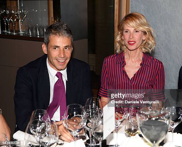 Paolo Calabresi and Alessia Marcuzzi attends IWC Boutique Opening Dinner on June 28, 2016 in Milan, Italy.