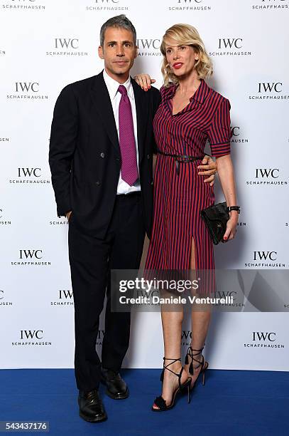 Paolo Calabresi and Alessia Marcuzzi attends IWC Boutique Opening Dinner on June 28, 2016 in Milan, Italy.