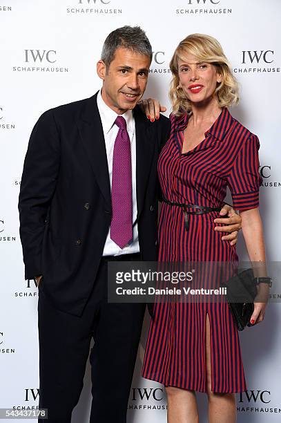 Paolo Calabresi and Alessia Marcuzzi attends IWC Boutique Opening Dinner on June 28, 2016 in Milan, Italy.