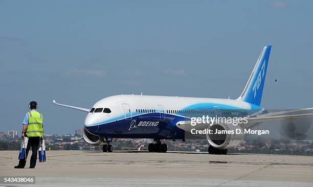 Boeing 787 dreamliner arrives in Sydney for first time, the boeing 787 dreamliner touched down in Sydney on November 14, 2011 in Sydney, Australia.