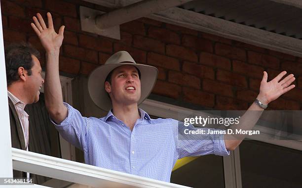 His Royal Highness, Prince William having fun after he was presented with an Akubra hat during his visit to the Spirit of Country concert held at the...