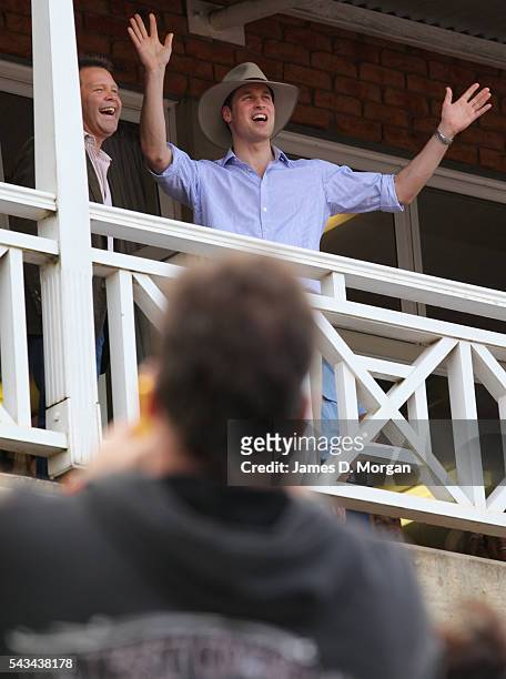 His Royal Highness, Prince William having fun after he was presented with an Akubra hat during his visit to the Spirit of Country concert held at the...