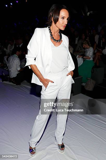 Anouschka Renzi attends the Riani show during the Mercedes-Benz Fashion Week Berlin Spring/Summer 2017 at Erika Hess Eisstadion on June 28, 2016 in...