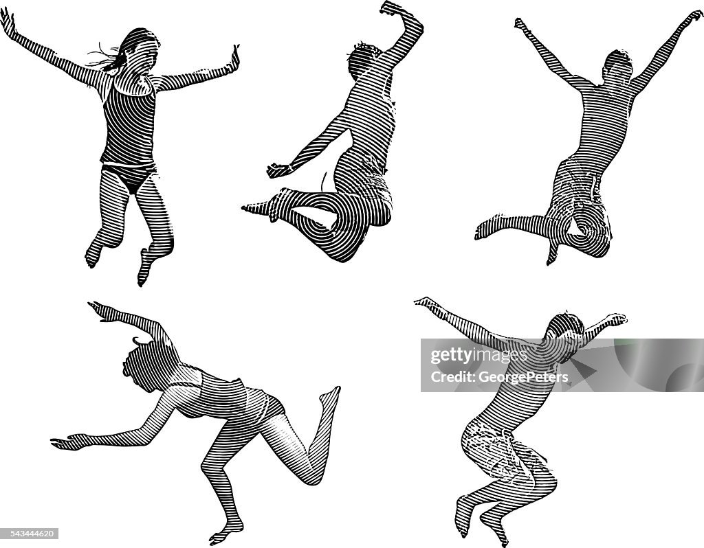 Happy Asian Kids Jumping