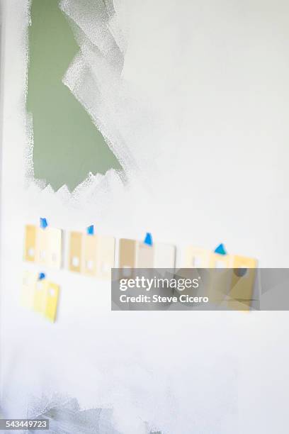 primed wall with color swatches - colour sample stock pictures, royalty-free photos & images