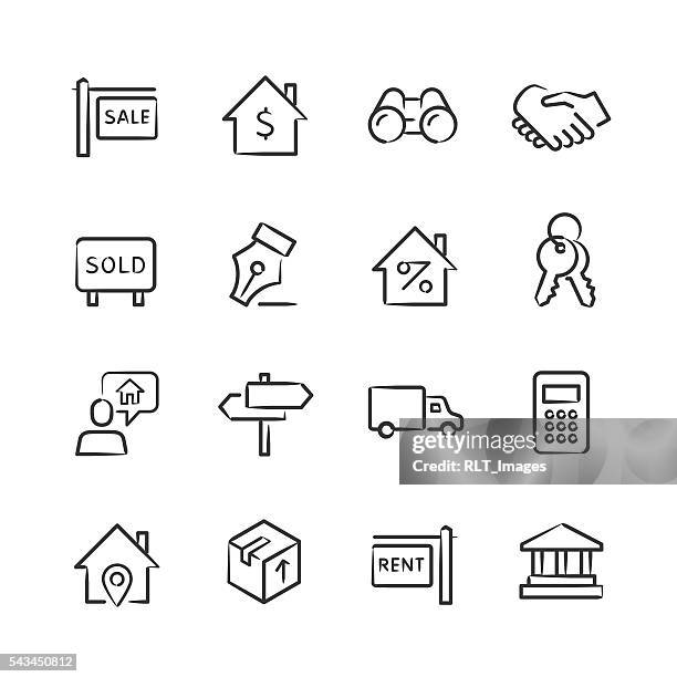 real estate icons — sketchy series - next to stock illustrations