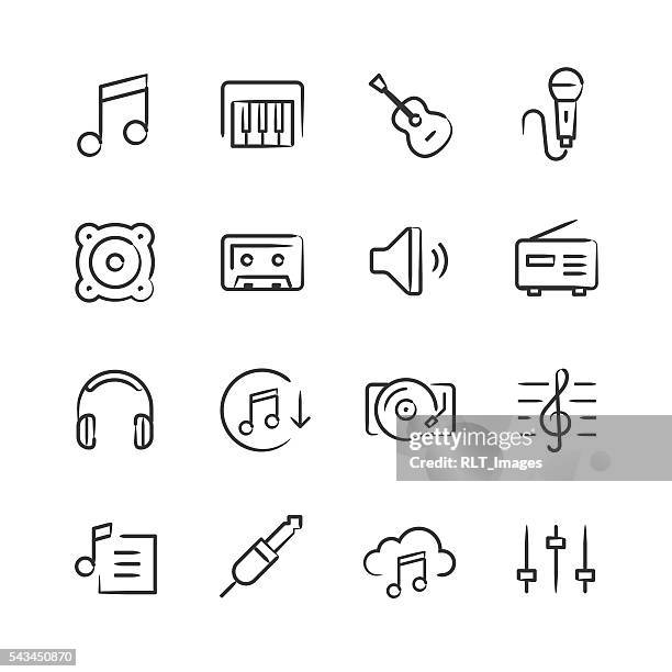 stockillustraties, clipart, cartoons en iconen met music icons — sketchy series - radio dj