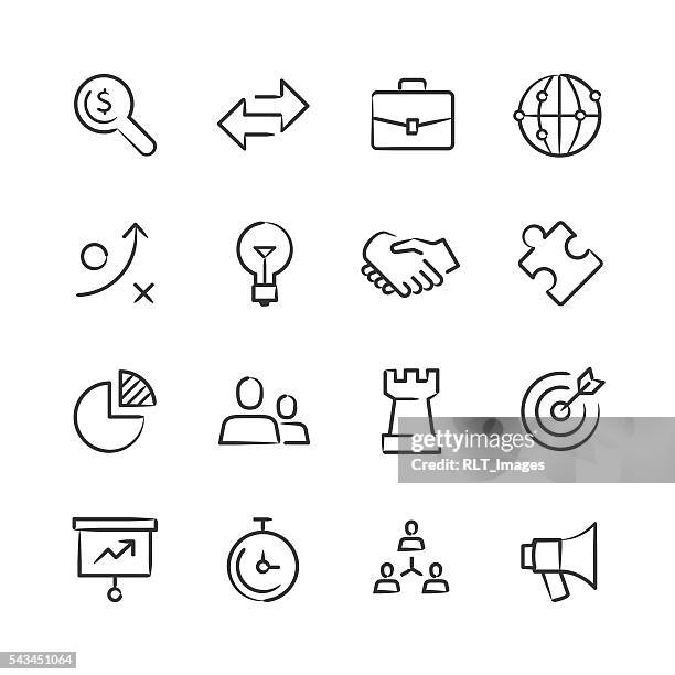 business strategy icons — sketchy series - idea sketch stock illustrations