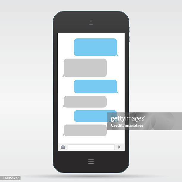 ilustraciones, imágenes clip art, dibujos animados e iconos de stock de smartphone con mensajes de texto - mensaje de texto