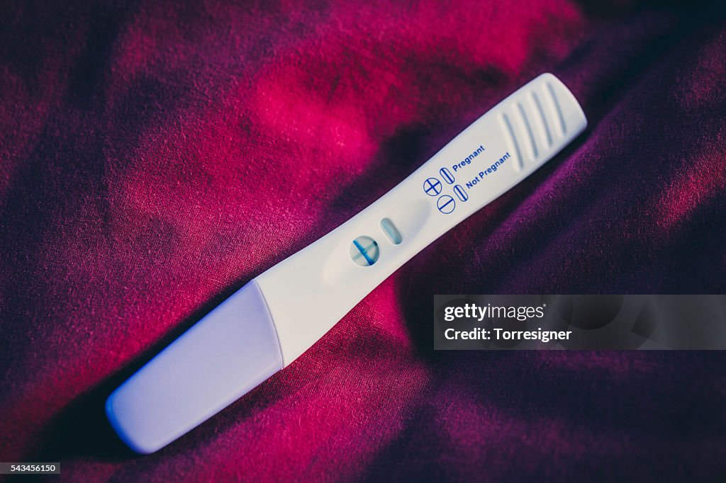 Close Up of Positive Pregnancy Test