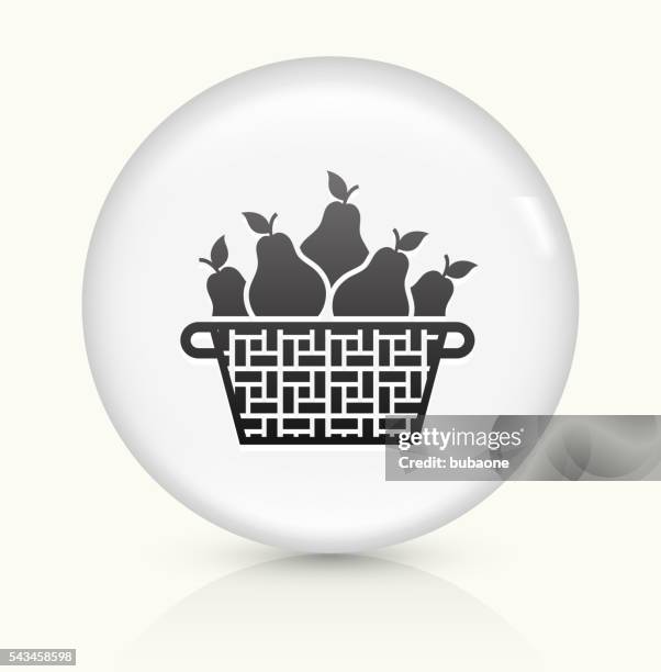 pear basket icon on white round vector button - fruit picking stock illustrations