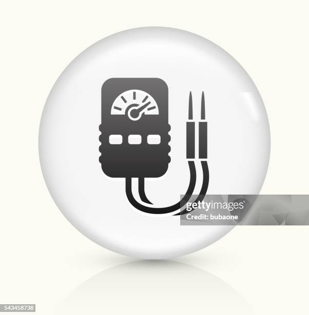 ammeter icon on white round vector button - electric meter stock illustrations