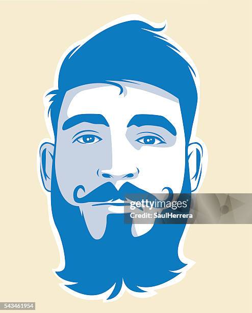 mann mit bart und beigem hintergrund - stubble stock-grafiken, -clipart, -cartoons und -symbole