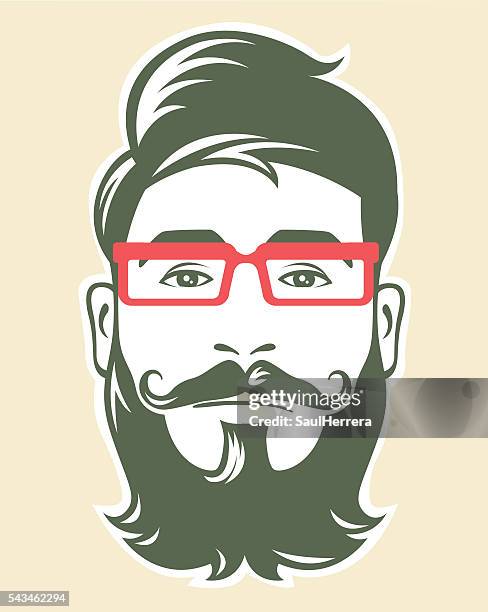 hipster with red glasses - logotipo 幅插畫檔、美工圖案、卡通及圖標