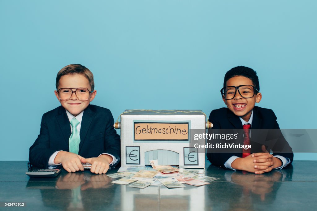 German Business Boys Make Euros with Homemade Money Machine