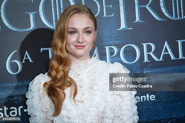 Actress Sophie Turner attends a 'Game Of Thrones' fans event on June 28, 2016 in Madrid, Spain.