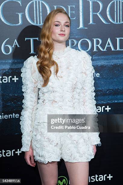 Actress Sophie Turner attends a 'Game Of Thrones' fans event on June 28, 2016 in Madrid, Spain.