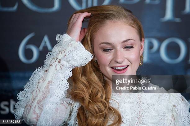 Actress Sophie Turner attends a 'Game Of Thrones' fans event on June 28, 2016 in Madrid, Spain.