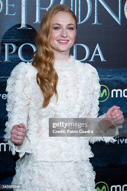 Actress Sophie Turner attends a 'Game Of Thrones' fans event on June 28, 2016 in Madrid, Spain.