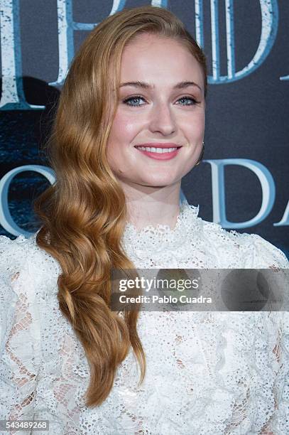 Actress Sophie Turner attends a 'Game Of Thrones' fans event on June 28, 2016 in Madrid, Spain.