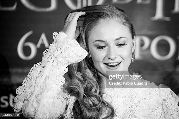 Actress Sophie Turner attends a 'Game Of Thrones' fans event on June 28, 2016 in Madrid, Spain.