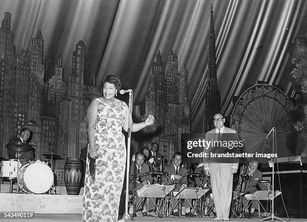 Ella Fitzgerald at a big concert. Stadthalle. Vienna. Photograph. Austria. Ca. 1960.