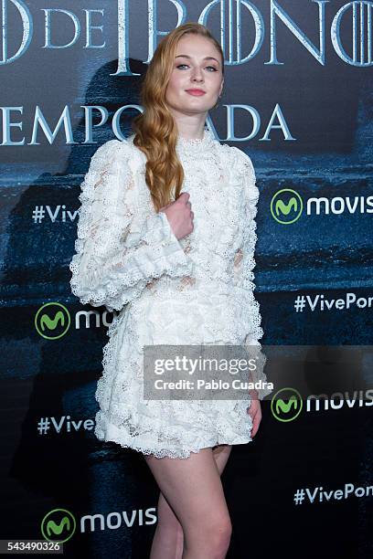 Actress Sophie Turner attends a 'Game Of Thrones' fans event on June 28, 2016 in Madrid, Spain.