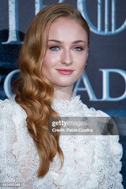 Actress Sophie Turner attends a 'Game Of Thrones' fans event on June 28, 2016 in Madrid, Spain.