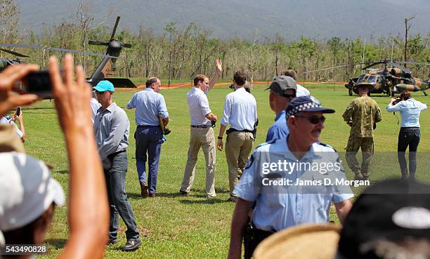 Prince William visiting the people of Cardwell, Queensland, Australia after their area was hit by Cyclone Yasi in February 2011 on March 19, 2011 in...