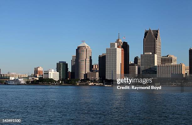 The Detroit, Michigan skyline as photographed from the Windsor Riverfront on June 17, 2016 in Windsor, Ontario, Canada.