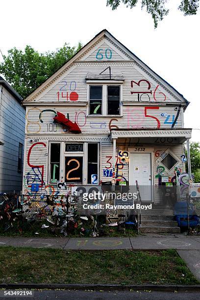Art from Tyree Guyton's 'The Heidelberg Project', now in its 30th year on June 17, 2016 in Detroit, Michigan.