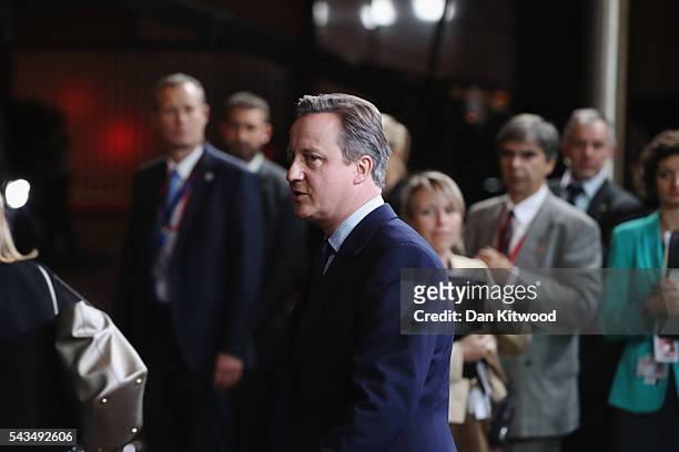 British Prime Minister David Cameron leaves after attending his last European Council Meeting at the Council of the European Union on June 28, 2016...