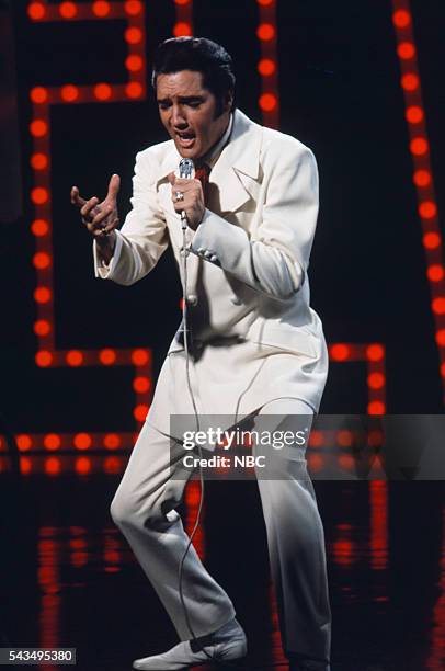 Pictured: Elvis Presley during his '68 Comeback Special on NBC --