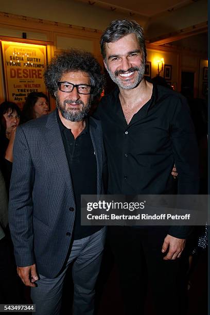 Director Radu Mihaileanu and actor of the piece Francois Vincentelli attend "Du vent dans les branches de Sassafras" Theater Play Live on France 2 TV...