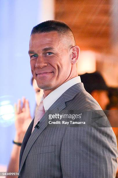 Actor and professional wrestler John Cena enters the "Good Morning America" taping at the ABC Times Square Studios on June 28, 2016 in New York City.