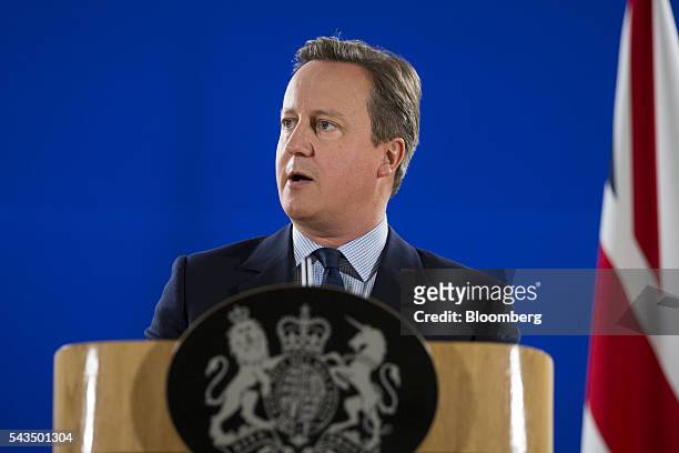 David Cameron, U.K. Prime minister, speaks during a news conference after a meeting of European Union leaders in Brussels, Belgium, on Tuesday, June...