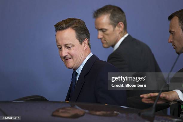 David Cameron, U.K. Prime minister, leaves after a meeting of European Union leaders in Brussels, Belgium, on Tuesday, June 28, 2016. Addressing...