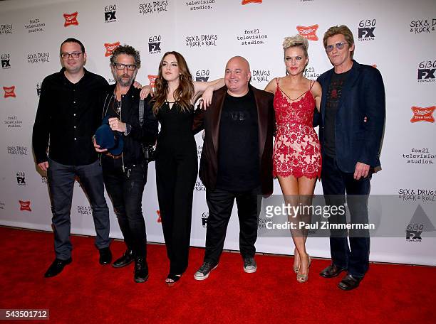 Actors Mark Gessner, John Ales, Elizabeth Gillies, Robert Kelly, Elaine Hendrix and Denis Leary attend the 'Sex&Drugs&Rock&Roll' Season 2 premiere at...