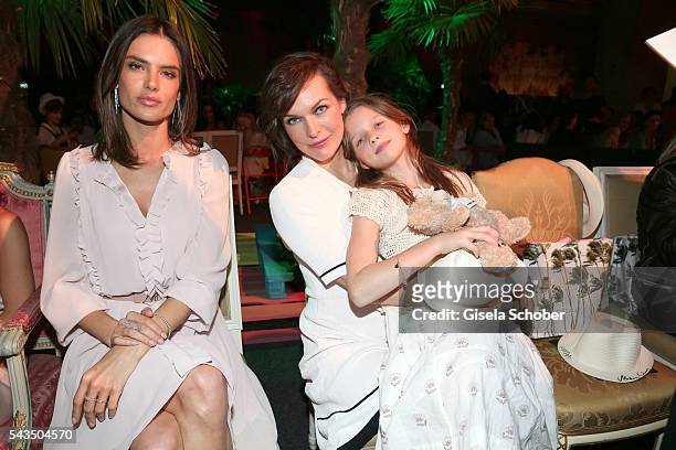 Alessandra Ambrosio, Milla Jovovich and her daughter Ever Gabo Anderson during the Marc Cain fashion show spring/summer 2017 at CITY CUBE Panorama...