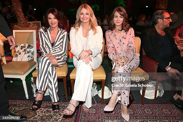 Iris Berben, Frauke Ludowig and Alice Dwyer during the Marc Cain fashion show spring/summer 2017 at CITY CUBE Panorama Bar on June 28, 2016 in...