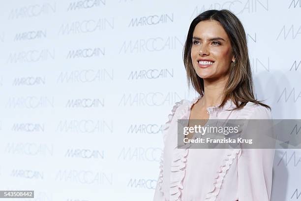 Brazilian model and actress Alessandra Ambrosio attends the Marc Cain show spring/summer 2017 at CITY CUBE Panorama Bar on June 28, 2016 in Berlin,...