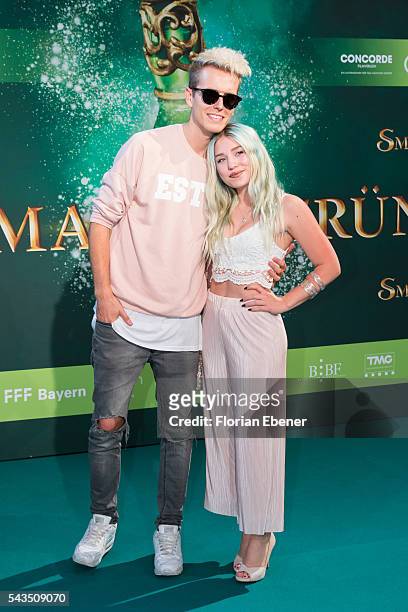 Julian Classen and Bibis Beauty Palace attend the 'Smaragdgruen' German Premiere on June 28, 2016 in Cologne, Germany.