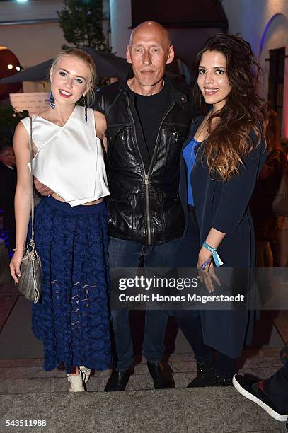 Jasmin Lord, Detlef Bothe and Jeanne Goursaud during the Bavaria Film reception during the Munich Film Festival 2016 at Kuenstlerhaus am Lenbachplatz...