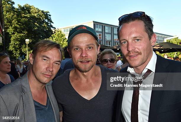 Thomas Arnold, Matthias Koeberlin and Johannes Zirner during the Bavaria Film reception during the Munich Film Festival 2016 at Kuenstlerhaus am...