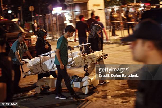Wounded girl from the Ataturk Airport suicide bomb attack is transported to the Bakirkoy Sadi Konuk Hospital, in the early hours of June 29 Turkey....