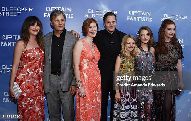 Actors Kathryn Hahn, Viggo Mortensen, Trin Miller, Matt Ross, Shree Crooks, Samantha Isler and Annalise Basso arrive at the premiere of Bleecker...